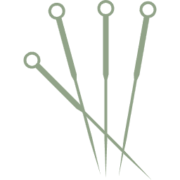 Five green stylized needles on black